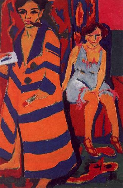 Ernst Ludwig Kirchner Self Portrait with Model Norge oil painting art